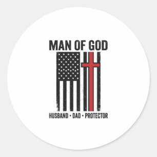 Adesivo Redondo Homem de Deus Cruz Patriótica Camisa Cristã Design