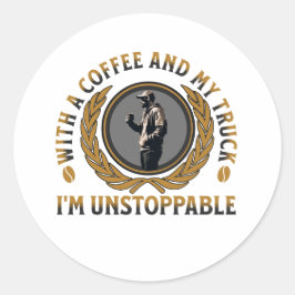 Adesivo Redondo Homem de Força Rodoviária Forte na Taça do Café-Ca