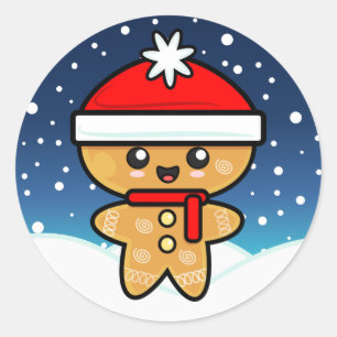 Adesivo Redondo Homem de gengibre de Natal
