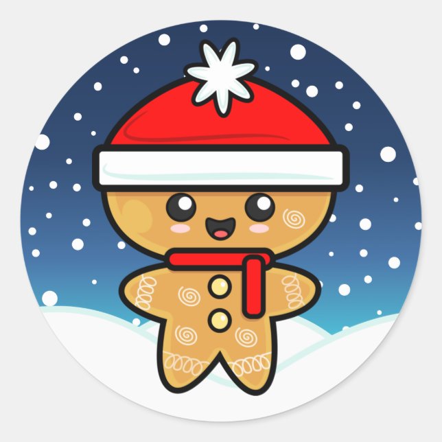 Adesivo Redondo Homem de gengibre de Natal (Frente)
