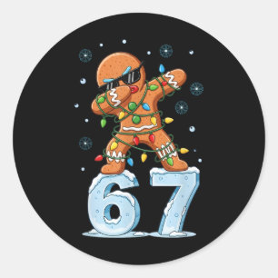 Adesivo Redondo Homem de Gengibre Engraçado 67 Meme Dabbing Natal