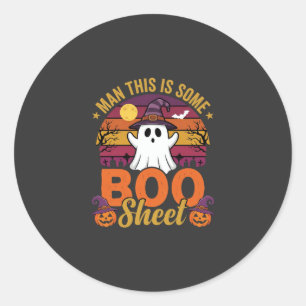 Adesivo Redondo Homem de Halloween Isto é Alguma Folha de Boo Desi
