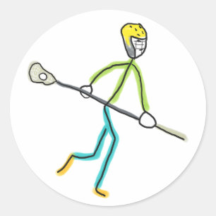 Adesivo Redondo Homem de lacrosse jogando com taco