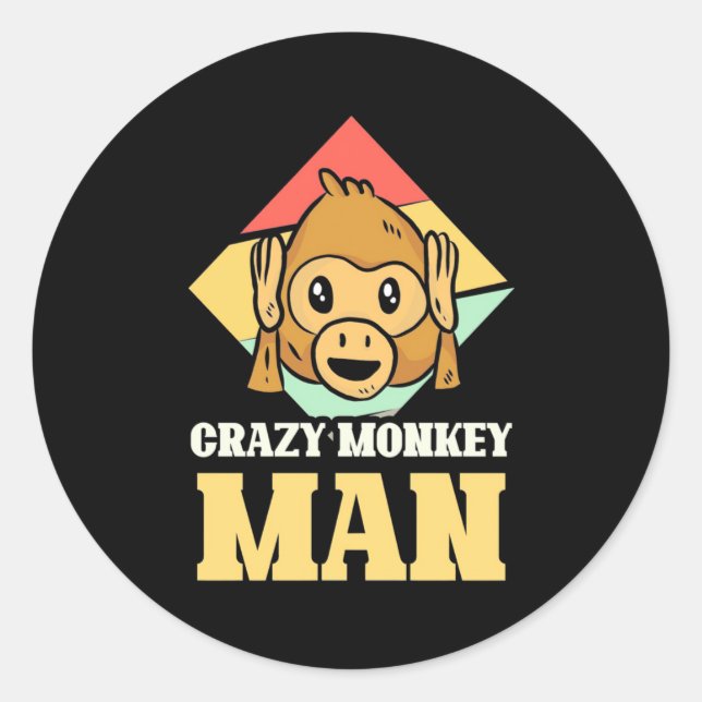 Adesivo Redondo Homem de Macaco Louco (Frente)