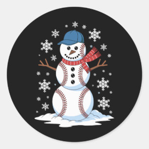 Adesivo Redondo Homem de Neve Baseball Winter Sports Amantes Men W
