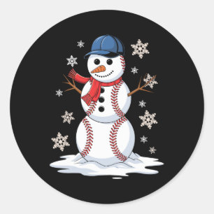 Adesivo Redondo Homem de Neve Baseball Winter Sports Amantes Men W