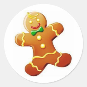 Adesivo Redondo Homem de pão-de-espécie do Natal