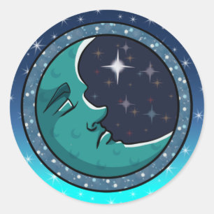 Adesivo Redondo Homem Face Na Lua