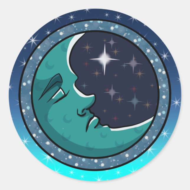 Adesivo Redondo Homem Face Na Lua (Frente)