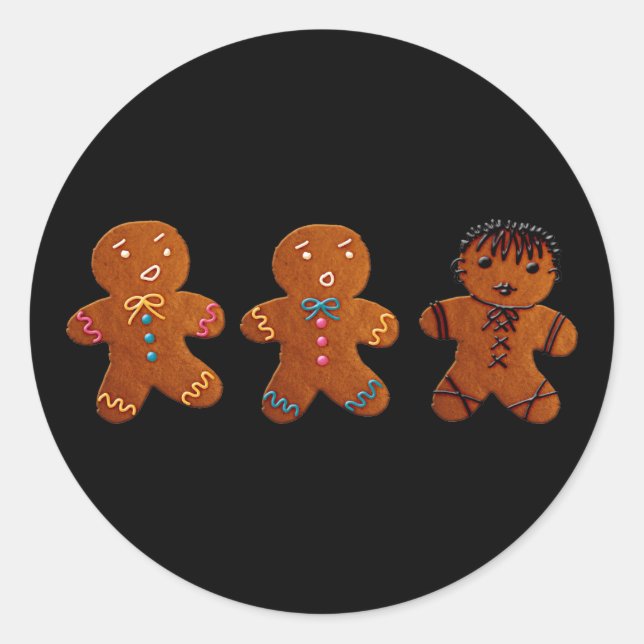 Adesivo Redondo Homem Gingerpão gótico (Frente)