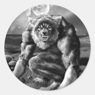 Adesivo Redondo homem-lobo