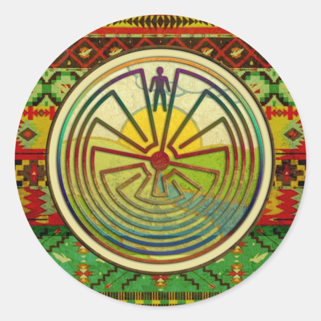 Adesivo Redondo HOMEM NA paisagem de MAZE + seu fundo (Frente)