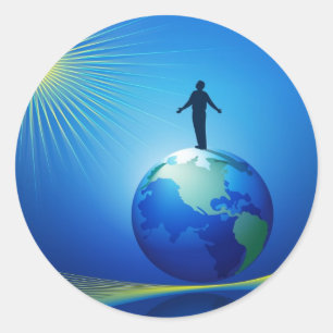 Adesivo Redondo Homem no Globo