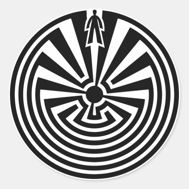 Adesivo Redondo Homem no Maze, Americanos nativos, Itoi, Papago (Frente)