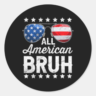 Adesivo Redondo Homem Patriótico Americano Bruh 4 de julho Meninos
