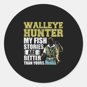 Adesivo Redondo Homem pesca caça sauger pescador walleye pescador
