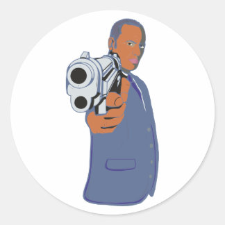 Adesivo Redondo Homem pistola ela pistol