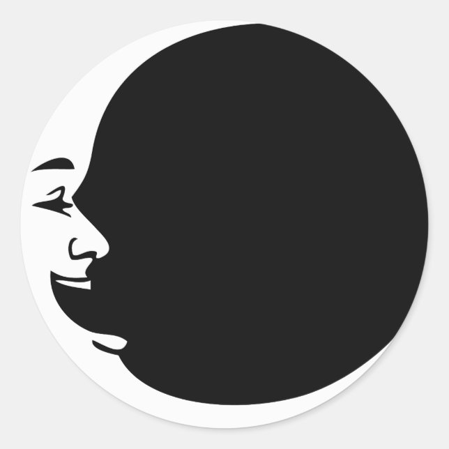 Adesivo Redondo Homem Ridrindo Branco Da Lua Verde Ridículo Roxo D (Frente)