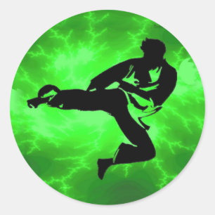 Adesivo Redondo Homem verde do relâmpago das artes marciais