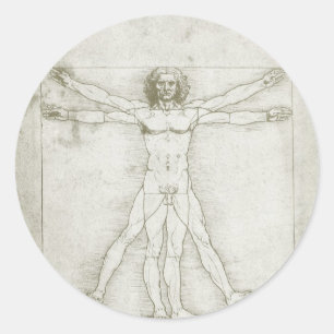 Adesivo Redondo Homem Vitruviano de Leonardo da Vinci