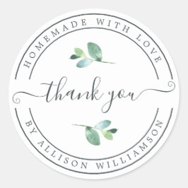 Adesivo Redondo Homemada Elegante Com Amor Branco Negro Obrigado