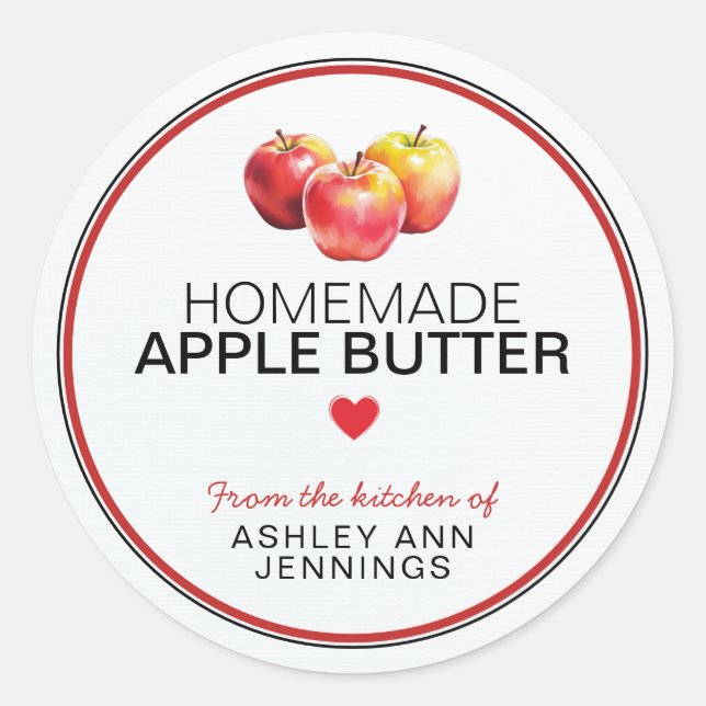 Adesivo Redondo Homemade Apple Butter Label | From the Kitchen Of (Frente)