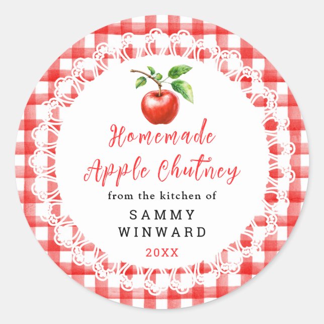 Adesivo Redondo Homemade Apple Chutney Label (Frente)
