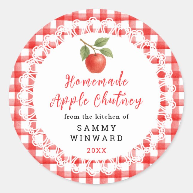 Adesivo Redondo Homemade Apple Chutney Label (Frente)