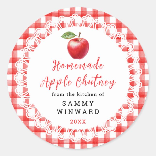 Adesivo Redondo Homemade Apple Chutney Label (Frente)