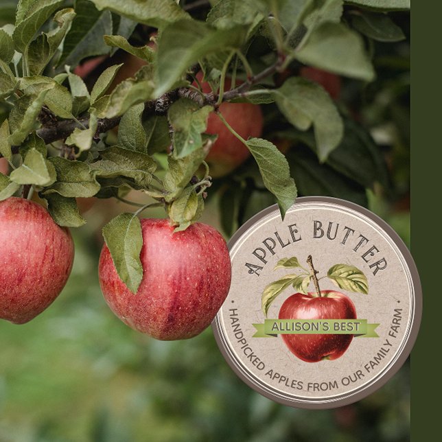 Adesivo Redondo HOMEMADE APPLE CIDER Grunge Font Kraft e Brown (Criador carregado)