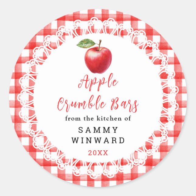 Adesivo Redondo Homemade Apple Crumble Bars Label (Frente)