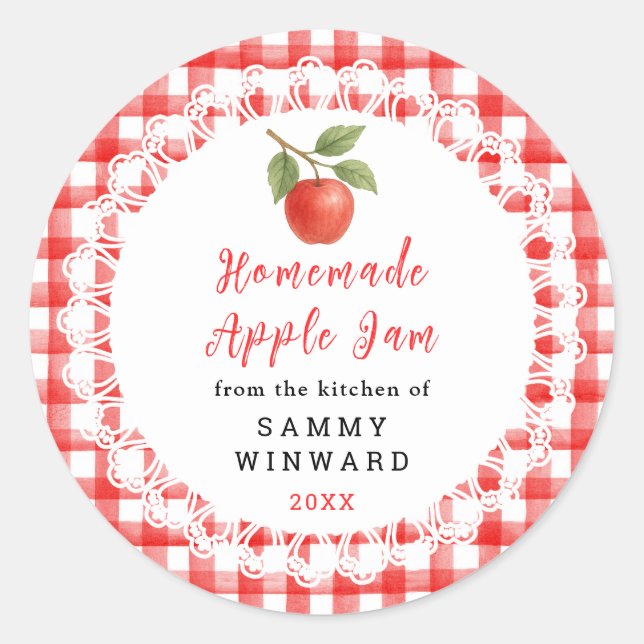 Adesivo Redondo Homemade Apple Jam Label (Frente)