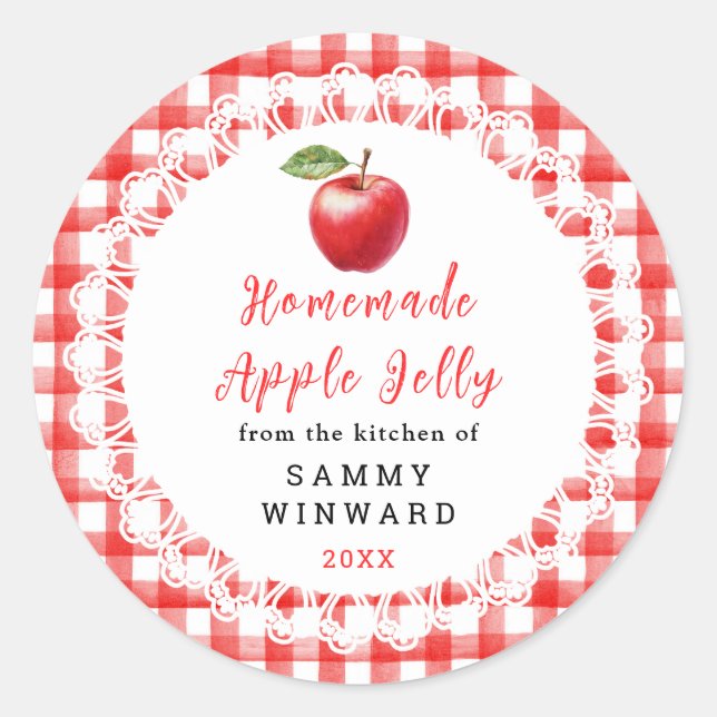Adesivo Redondo Homemade Apple Jelly Label (Frente)
