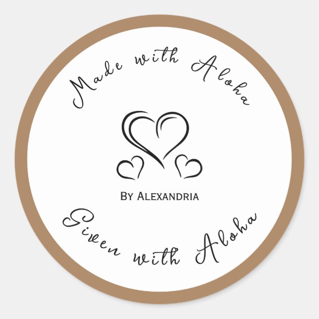 Adesivo Redondo Homemade artesanal feita com vinheta aloha (Frente)