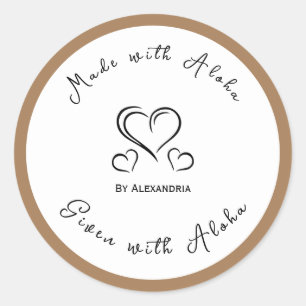 Adesivo Redondo Homemade artesanal feita com vinheta aloha