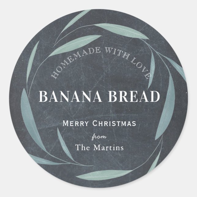 Adesivo Redondo Homemade Baking Oferece Feriado de Chalkboard Gree (Frente)