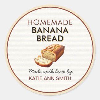 Adesivo Redondo Homemade Banana Bread Label Stickers