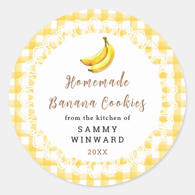 Adesivo Redondo Homemade Banana Cookies Label (Frente)
