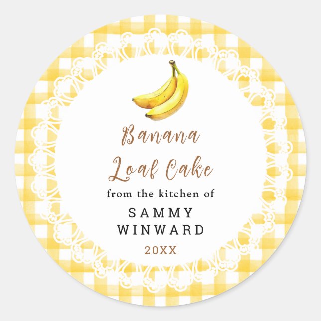 Adesivo Redondo Homemade Banana Loaf Cake Label (Frente)