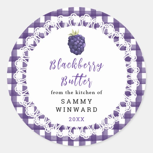 Adesivo Redondo Homemade Blackberry Butter Label (Frente)
