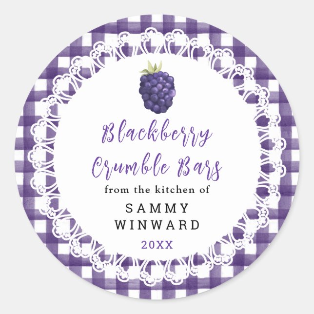 Adesivo Redondo Homemade Blackberry Crumble Bars Label (Frente)