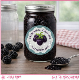 Adesivo Redondo Homemade Blackberry Jam Canning Jar Labels