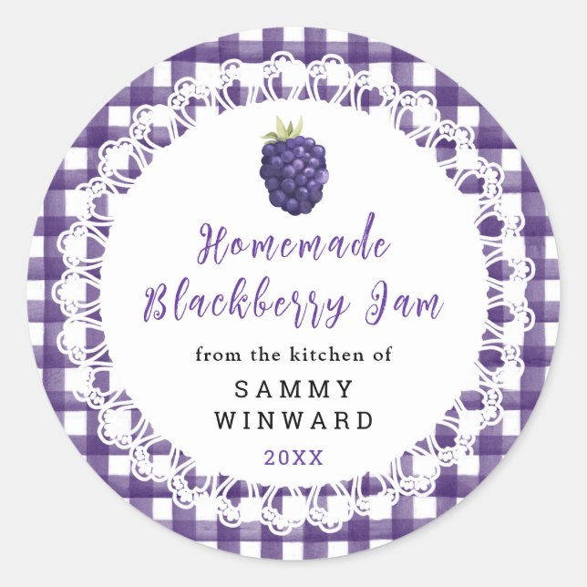 Adesivo Redondo Homemade Blackberry Jam Label (Frente)