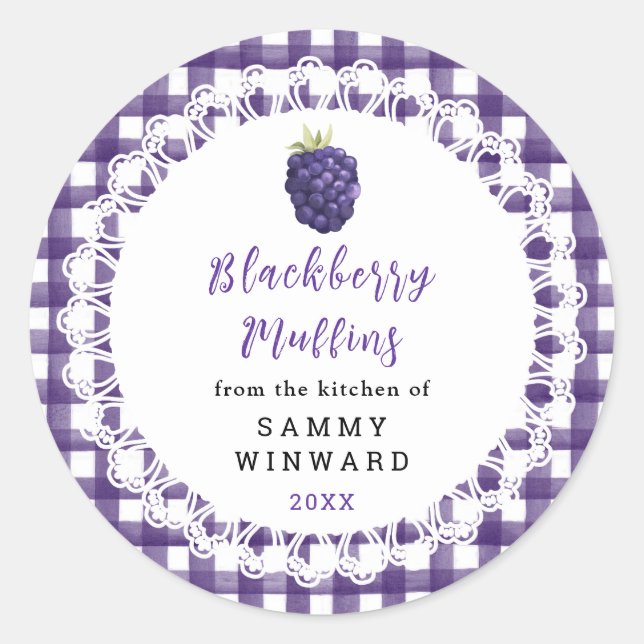 Adesivo Redondo Homemade Blackberry Jam Label (Frente)