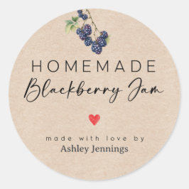 Adesivo Redondo Homemade Blackberry Jam Labels | Made with Love