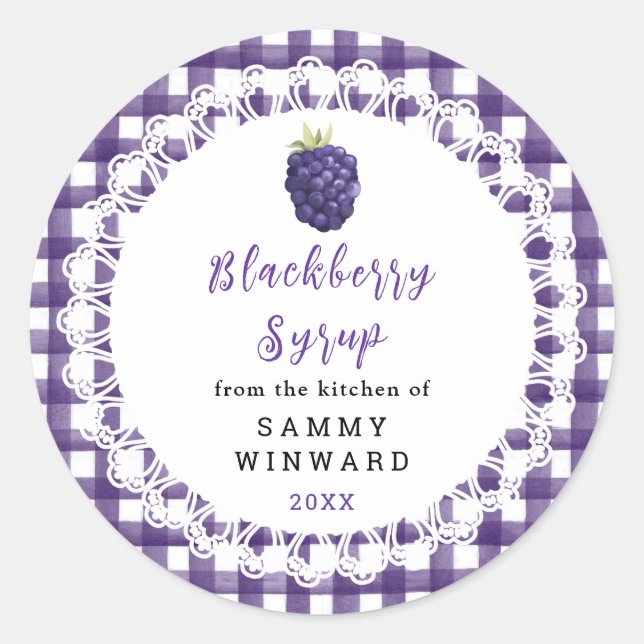 Adesivo Redondo Homemade Blackberry Syrup Label (Frente)