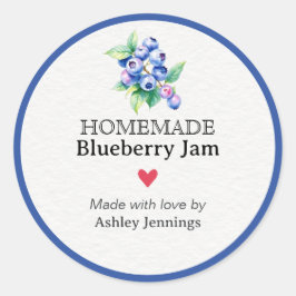 Adesivo Redondo Homemade Blueberry Jam Label | Custom Sticker