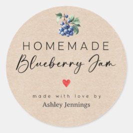 Adesivo Redondo Homemade Blueberry Jam Labels | Made with Love
