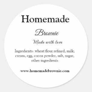Adesivo Redondo Homemade brwonie feito com amor adicione texto web