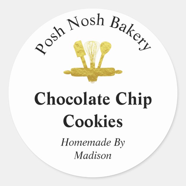 Adesivo Redondo Homemade by |Dourado whisky com produtos de carne  (Frente)